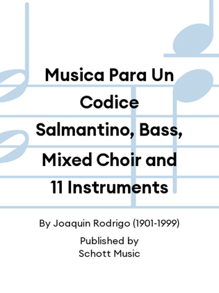 Book cover for Musica Para Un Codice Salmantino, Bass, Mixed Choir and 11 Instruments