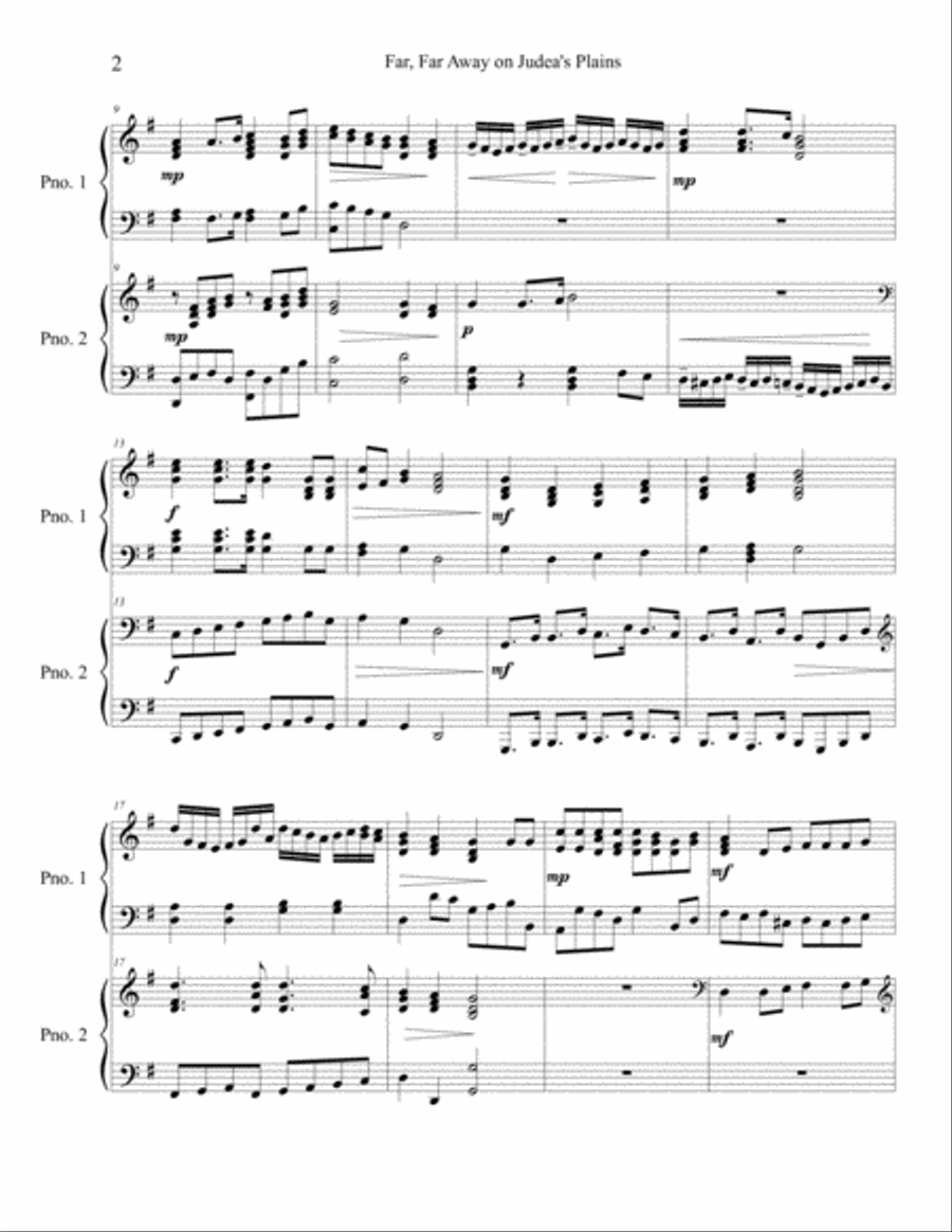 Far, Far Away on Judea's Plains (in the style of George F. Handel), Two Piano 2 Pianos, 4-Hands scores gallery preview page 2