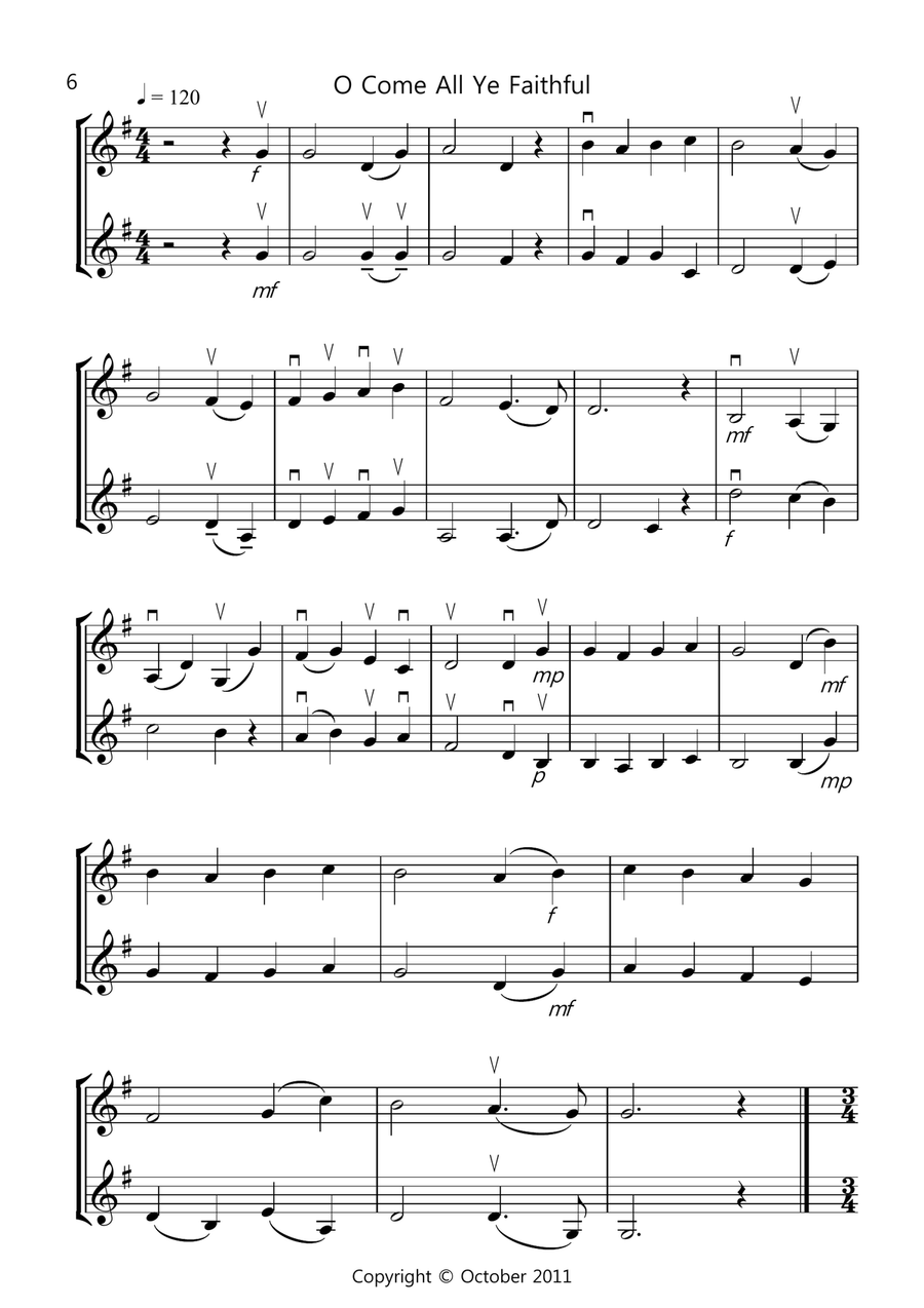 8 Easy Christmas Duets for Violin String Duet scores gallery preview page 6