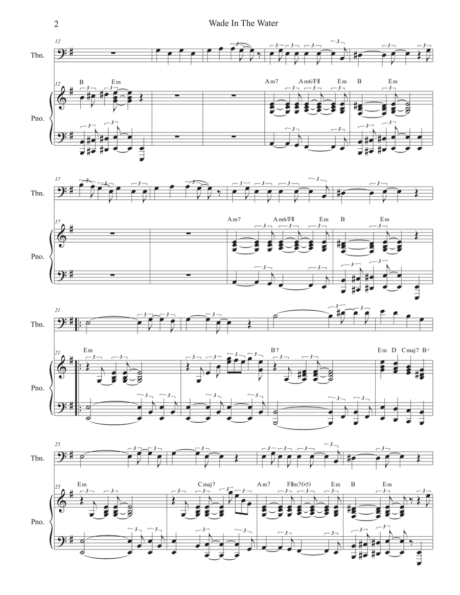 Wade In The Water (for Trombone solo and Piano) Piano scores gallery preview page 2