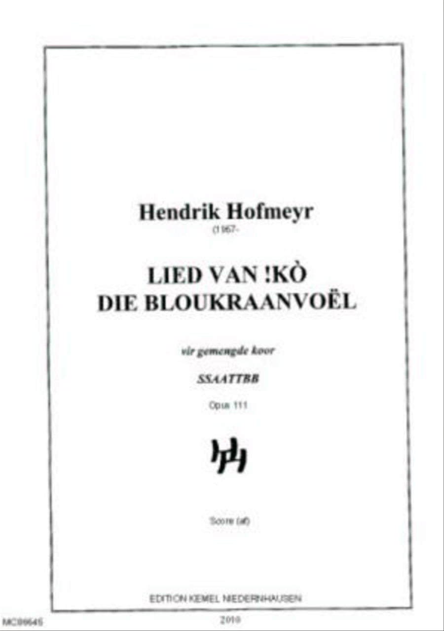 Lied van !Ko die bloukraanvoel SSAATTBB scores gallery preview page 1