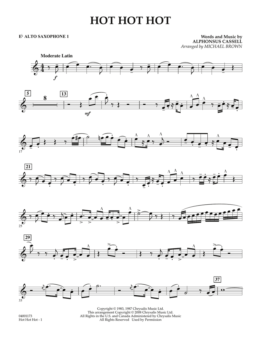 Hot Hot Hot - Eb Alto Saxophone 1 Concert Band scores gallery preview page 1
