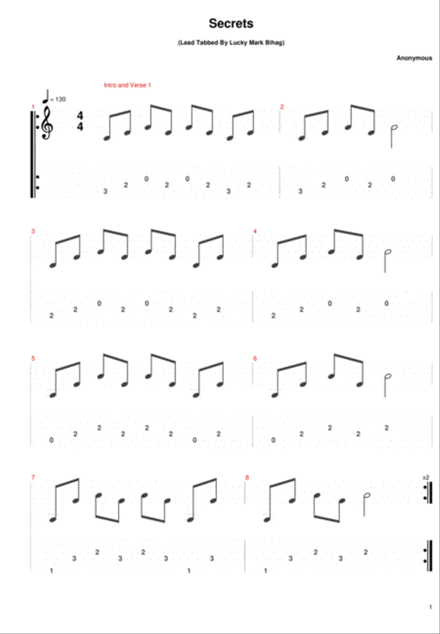 Secrets Electric Guitar scores gallery preview page 4