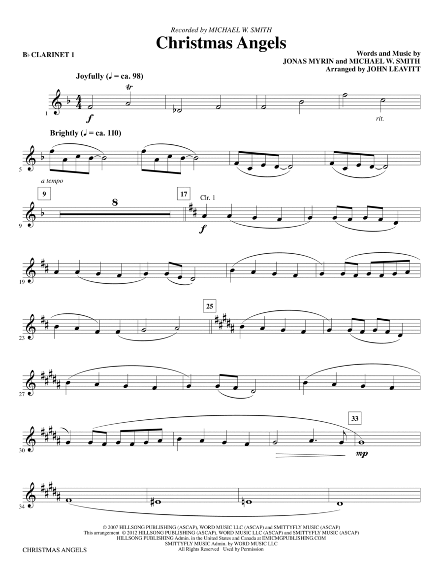 Christmas Angels - Clarinet 1 Choir scores gallery preview page 1
