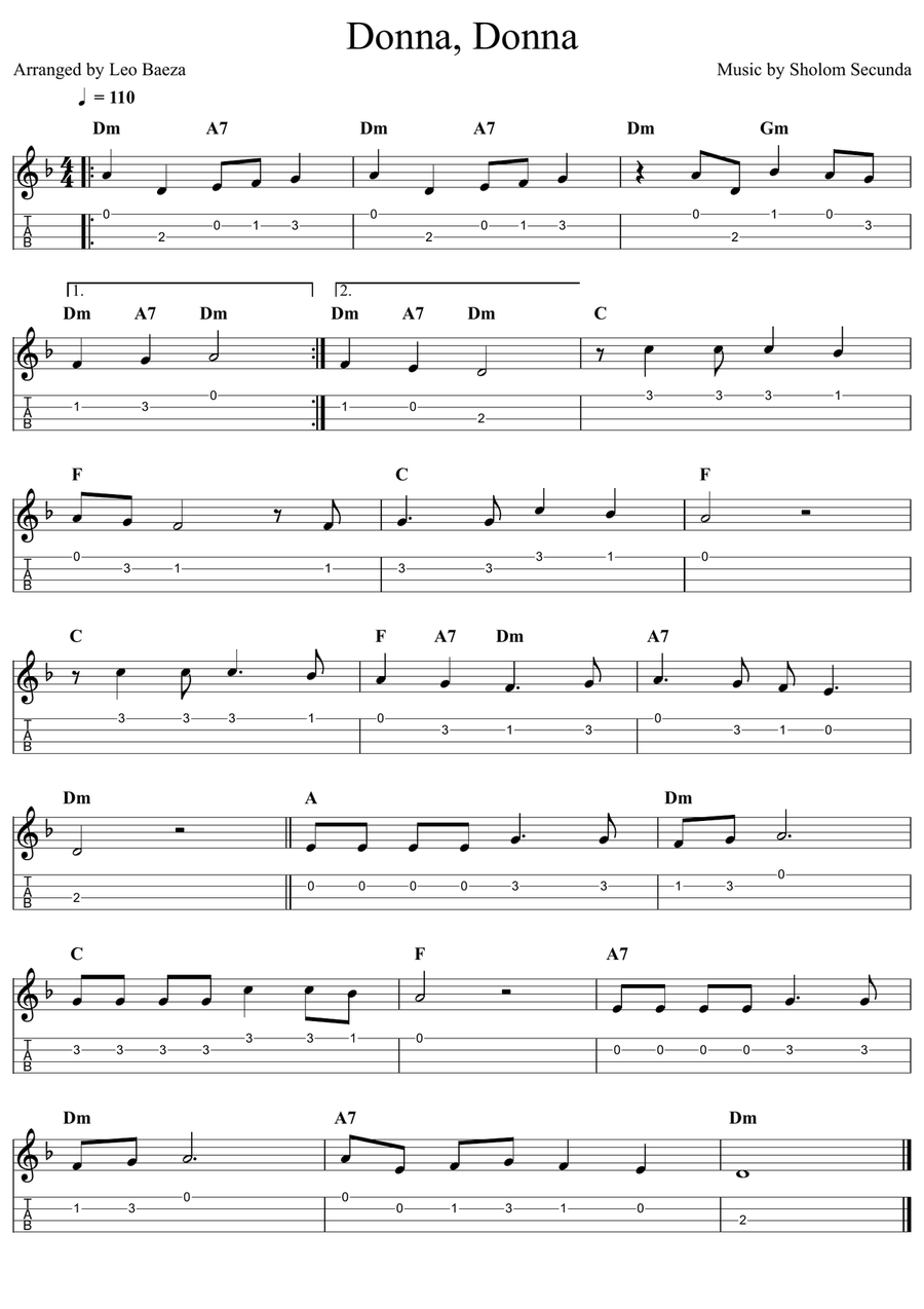 Dona Dona Ukulele scores gallery preview page 1