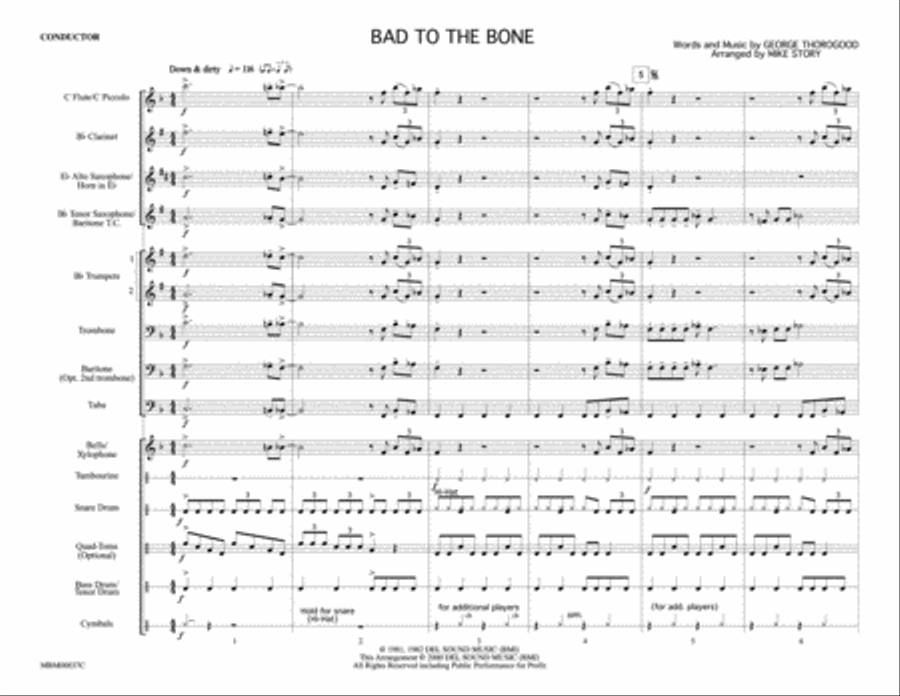 Bad to the Bone: Score Marching Band scores gallery preview page 1