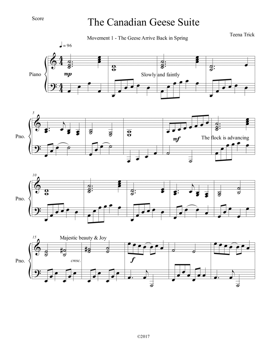 Canadian Geese Suite - Movement 1 on Piano Piano Method scores gallery preview page 1