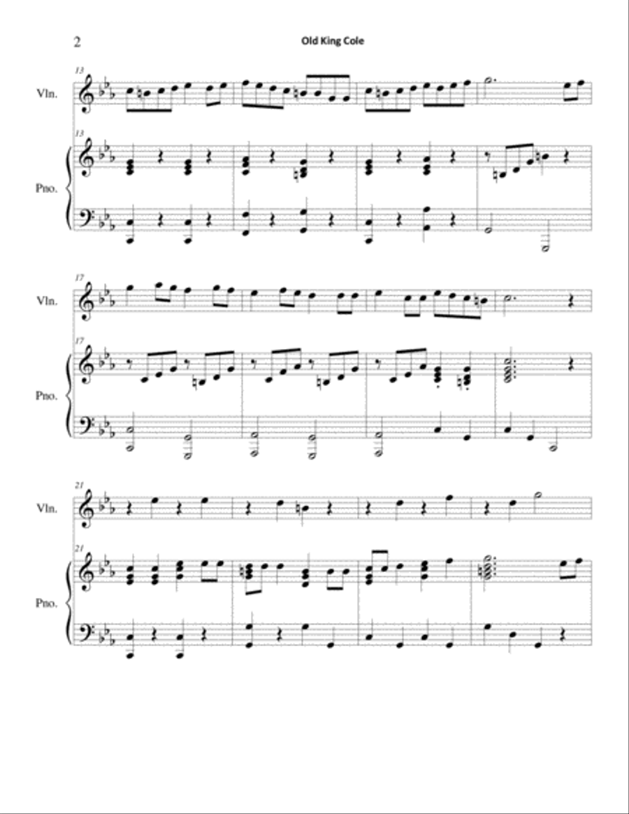 Old King Cole (Violin & Piano) Violin Solo scores gallery preview page 2