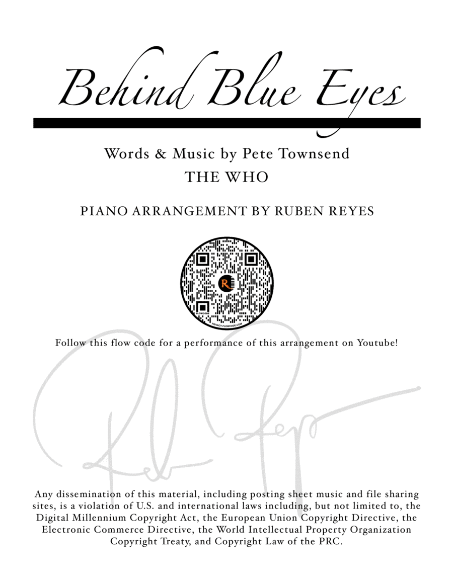 Behind Blue Eyes Piano Solo scores gallery preview page 1