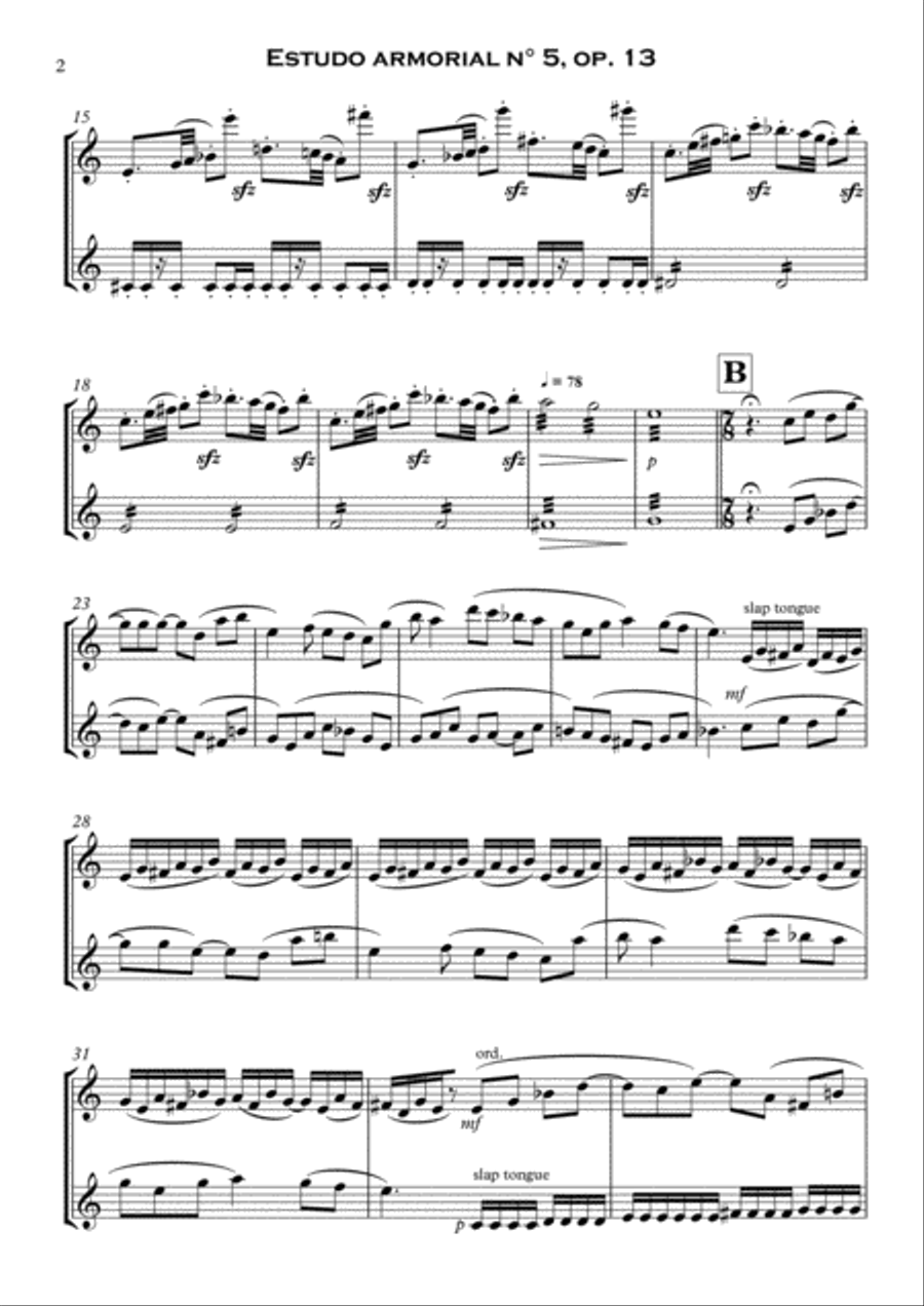 Estudo armorial n° 5, op.13 - for flute duo Flute Duet scores gallery preview page 2