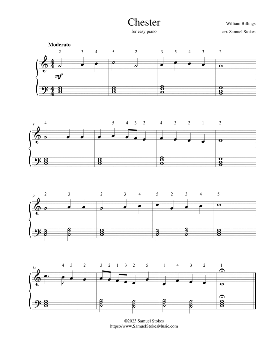 Chester - for easy piano Easy Piano scores gallery preview page 1