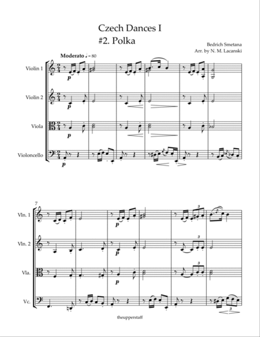 Czech Dances I #2. Polka String Quartet scores gallery preview page 2
