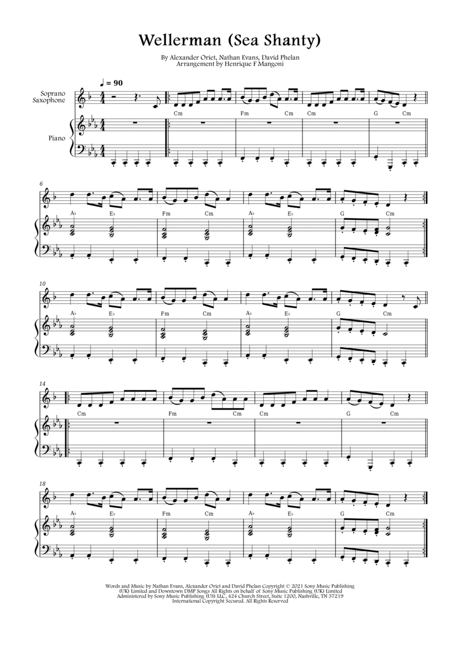 Wellerman Soprano Saxophone scores gallery preview page 1