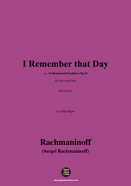 Rachmaninoff-I Remember that Day,Op.34 No.10,in A flat Major