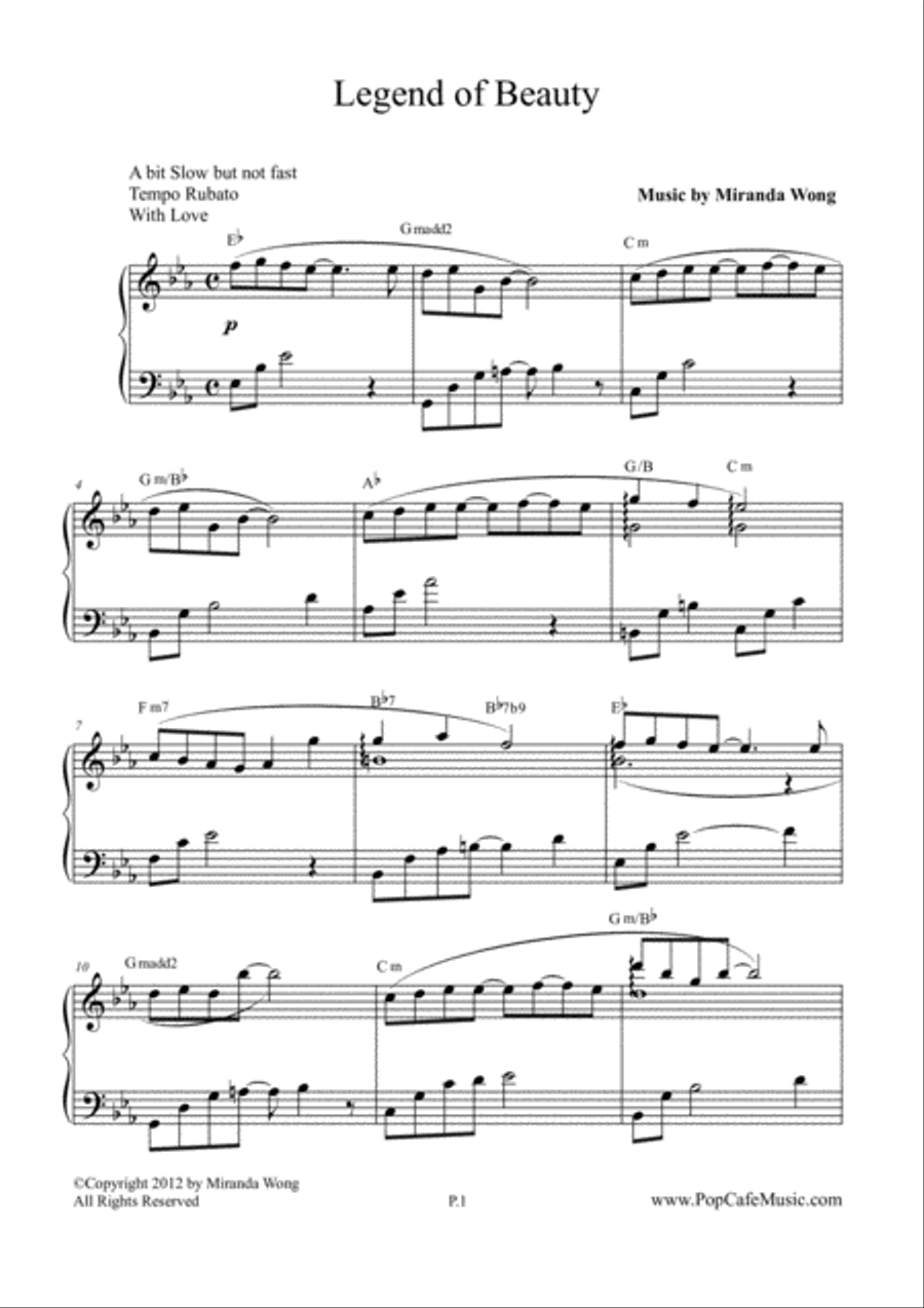 Legend of Beauty - Romantic Piano Music Piano Solo scores gallery preview page 2