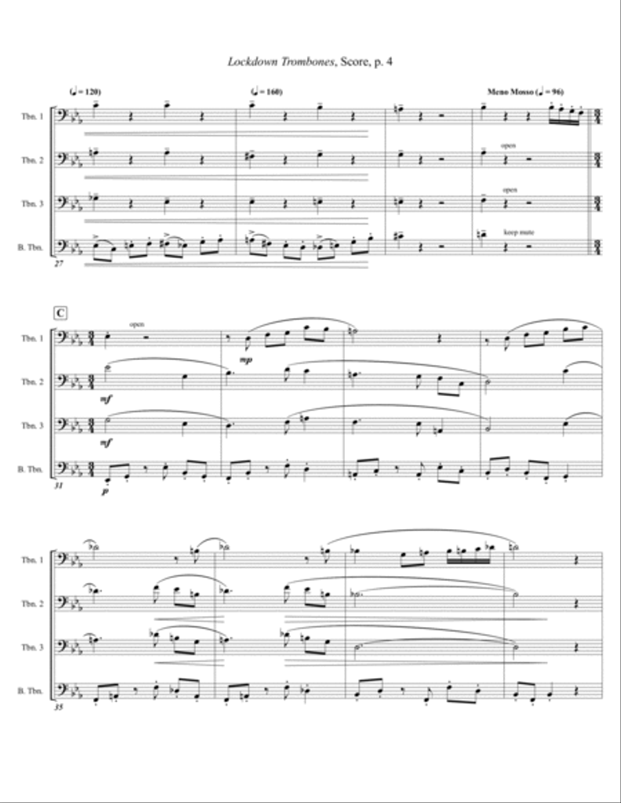 Lockdown Trombones (Trombone Quartet) Trombone Quartet scores gallery preview page 4