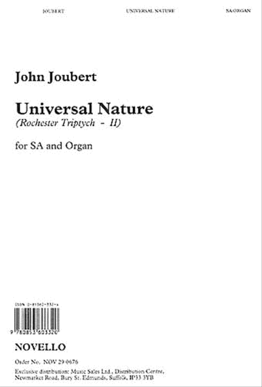 John Joubert: Universal Nature For SA And Organ SA scores gallery preview page 1