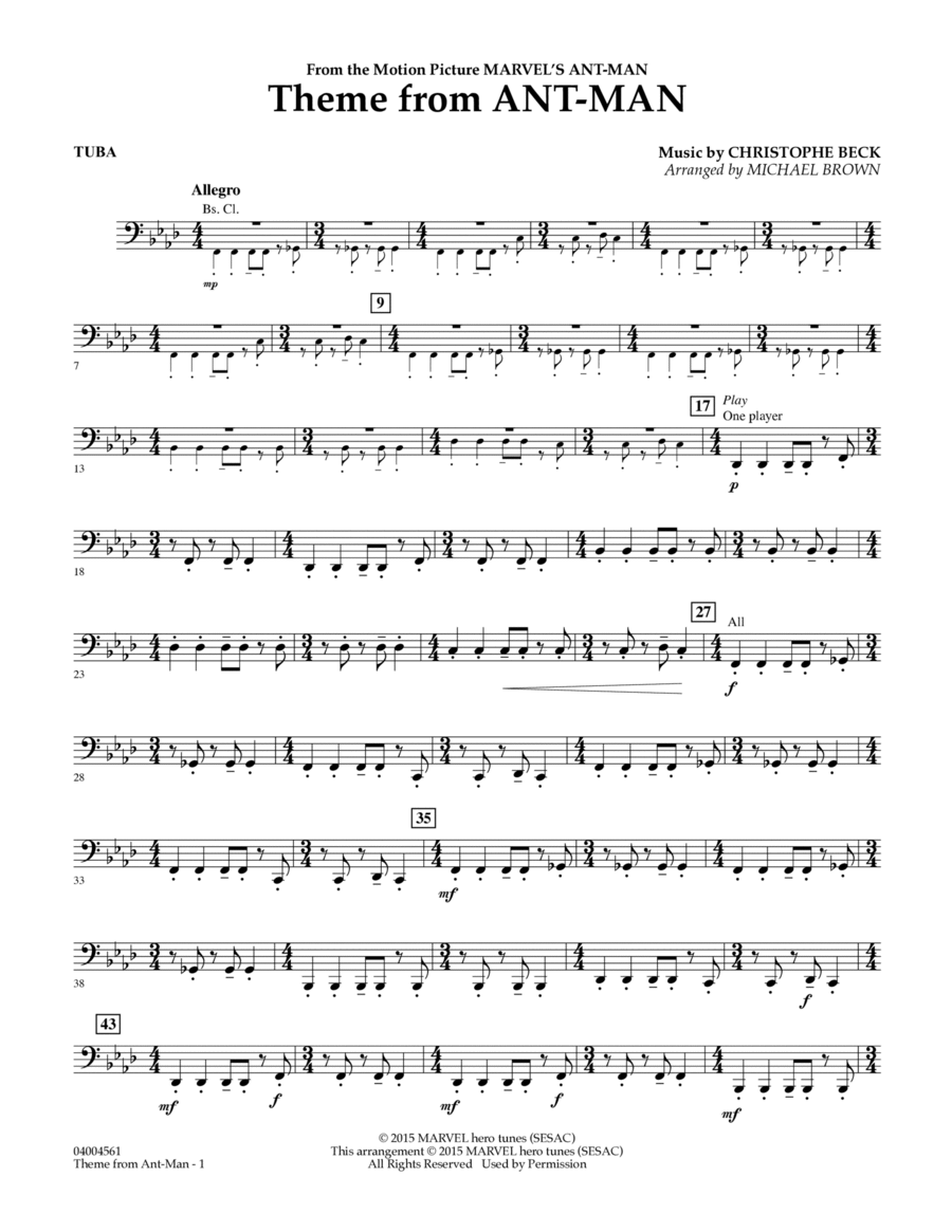 Theme from Ant-Man - Tuba Tuba scores gallery preview page 1