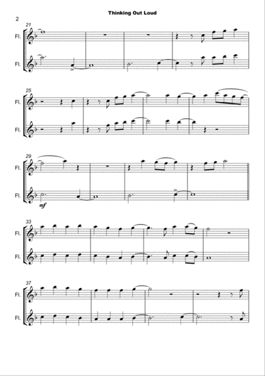 Thinking Out Loud Flute Duet scores gallery preview page 3