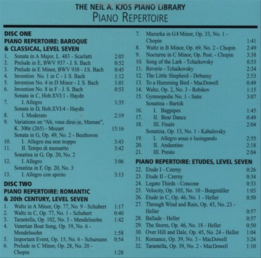 Neil A. Kjos Piano Library CD: Baroque/Classical, Romantic, Etudes, Prep & Level 7 Piano Method scores gallery preview page 2