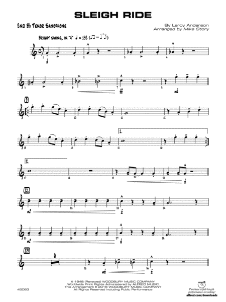 Sleigh Ride: 2nd B-flat Tenor Saxophone
