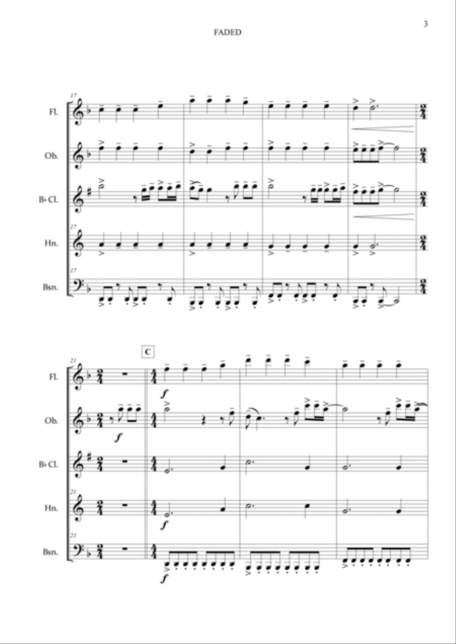 Faded Woodwind Quintet scores gallery preview page 5