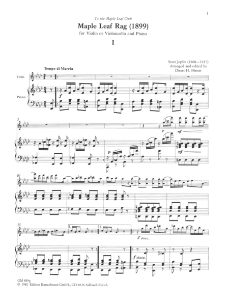 6 ragtimes for violin and piano, Volume 2