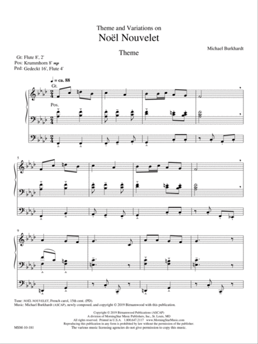 Theme and Variations on Noël Nouvelet Organ scores gallery preview page 1