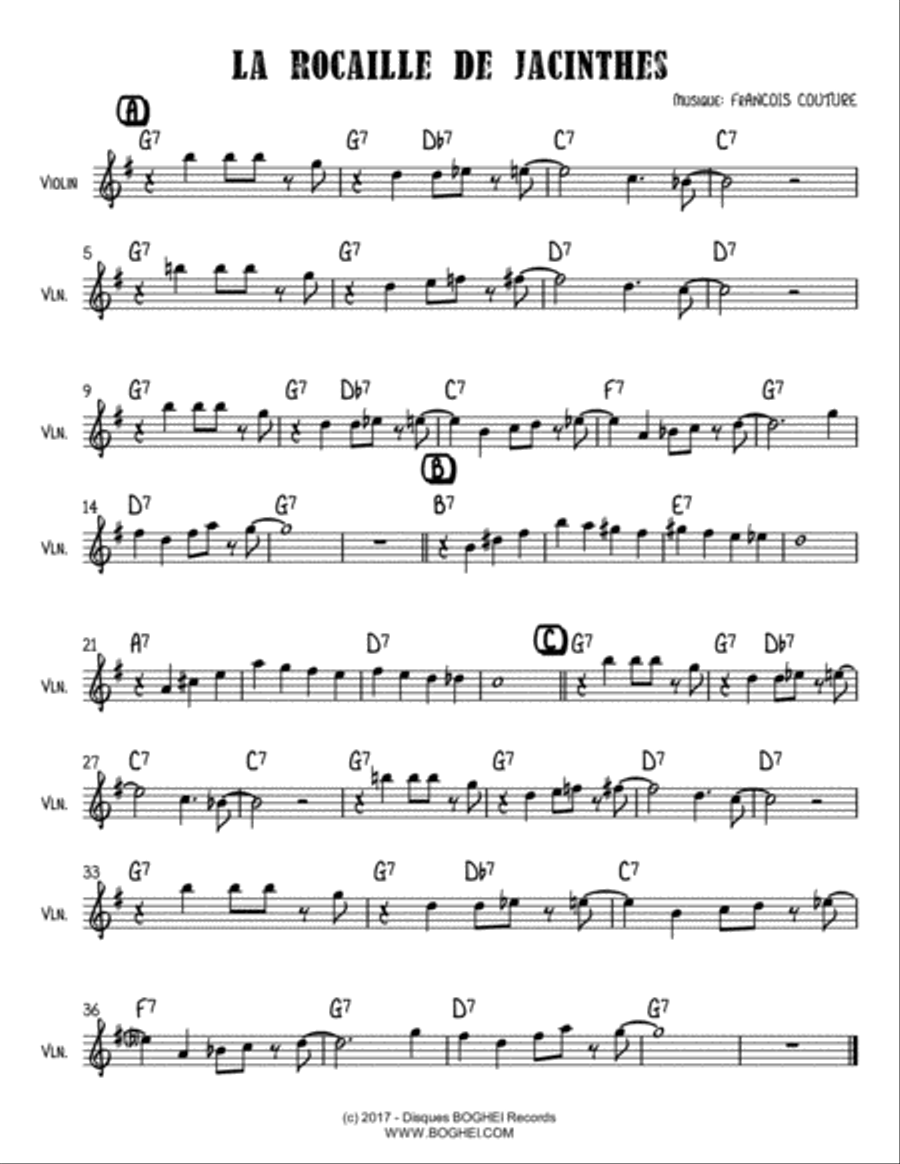LA ROCAILLE DES JACINTHES Violin Solo scores gallery preview page 1