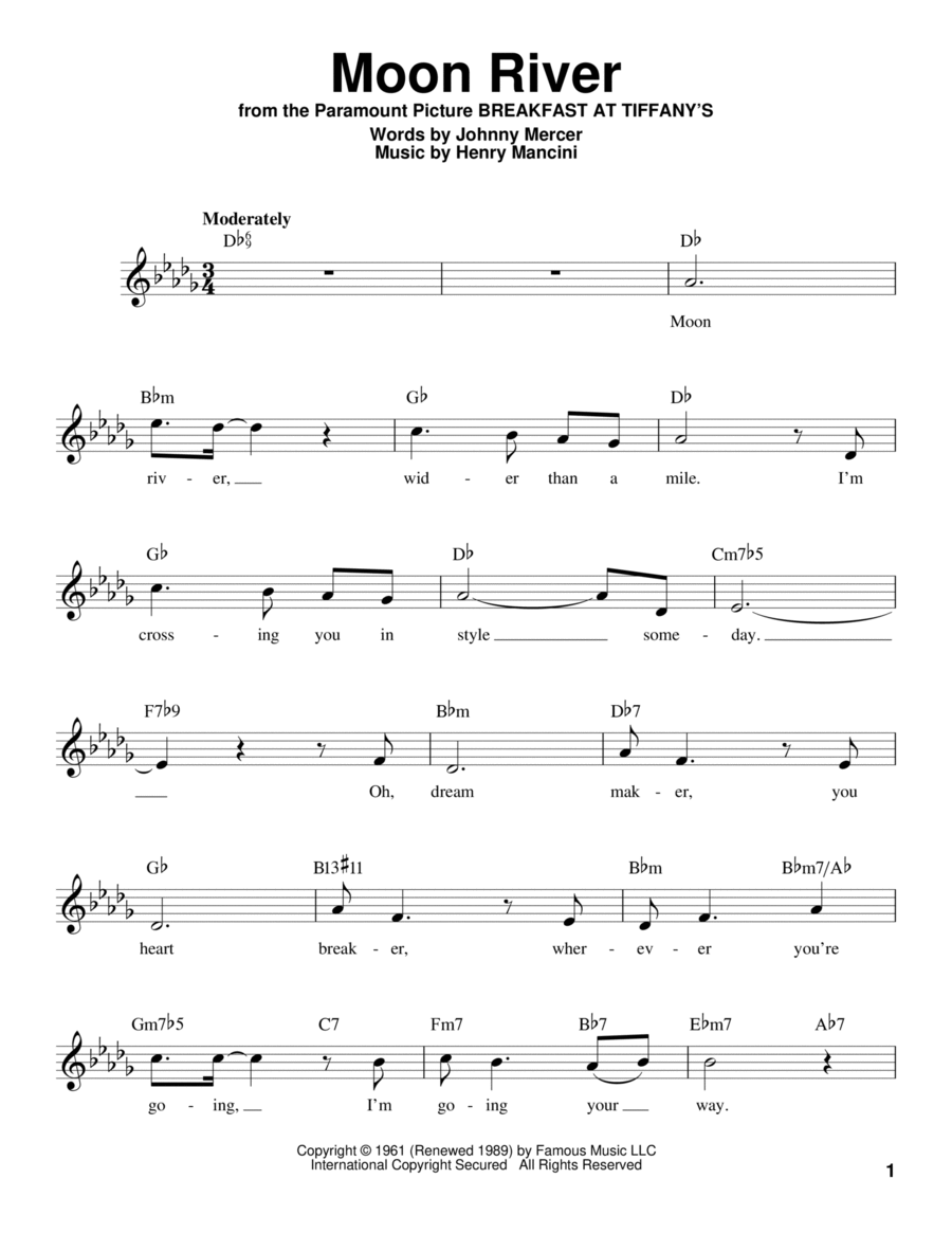 Moon River Moon River Voice scores gallery preview page 1