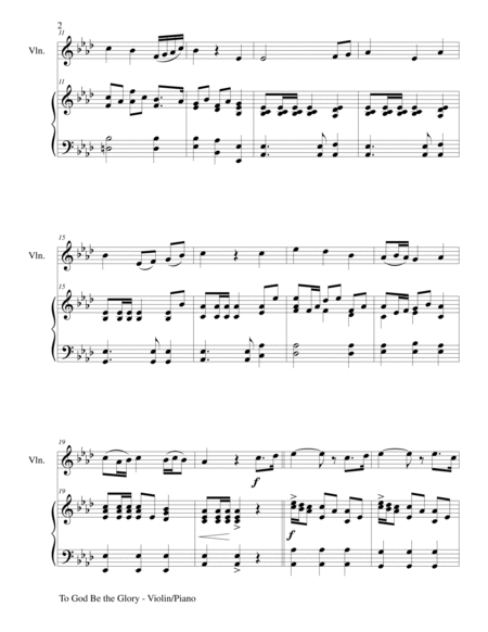 TO GOD BE THE GLORY (Duet – Violin and Piano/Score and Parts) image number null