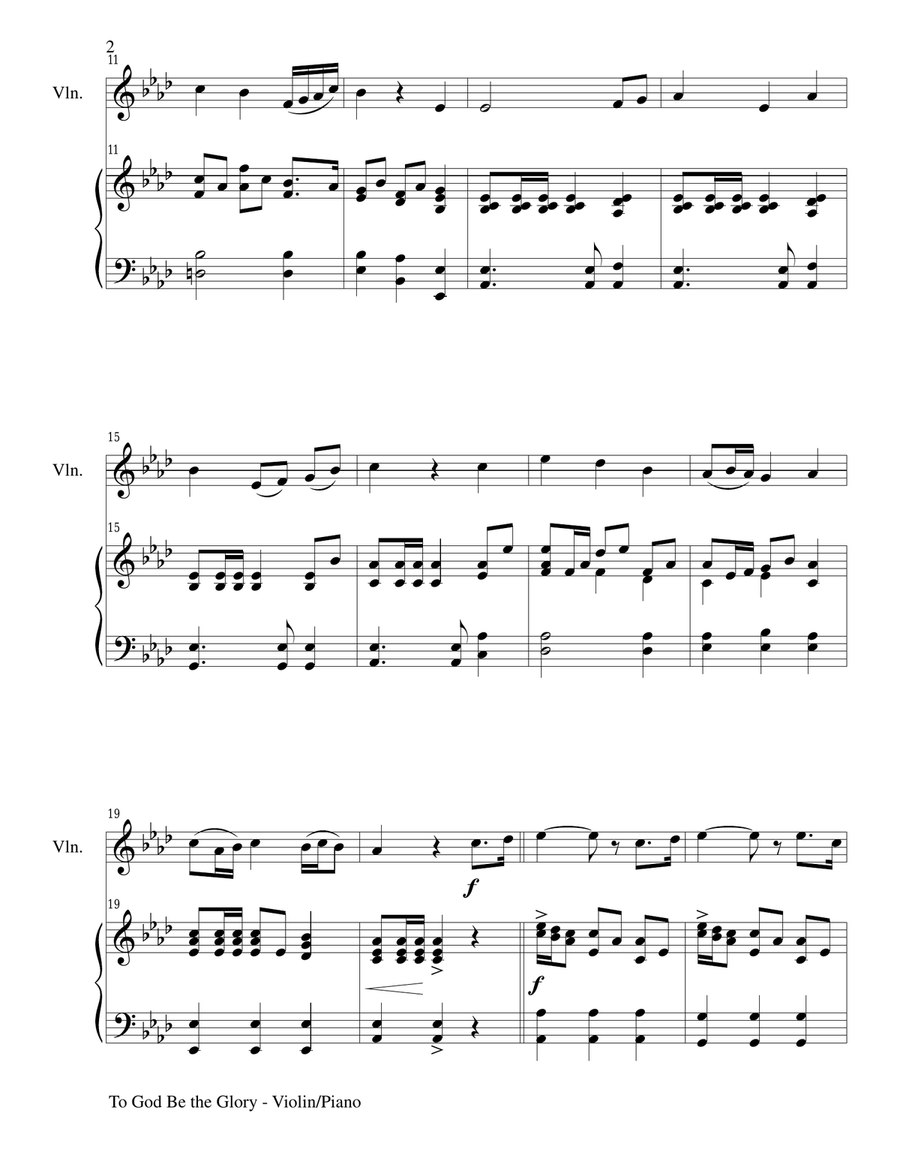 TO GOD BE THE GLORY (Duet – Violin and Piano/Score and Parts) TO GOD BE THE GLORY (Duet – Violin and Piano/Score and Parts) Violin scores gallery preview page 2