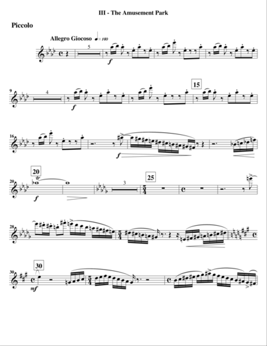 Three Symphonic Moments - III. The Amusement Park (Set of Parts) Full Orchestra scores gallery preview page 1