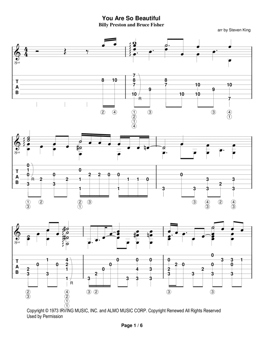 You Are So Beautiful Electric Guitar scores gallery preview page 1