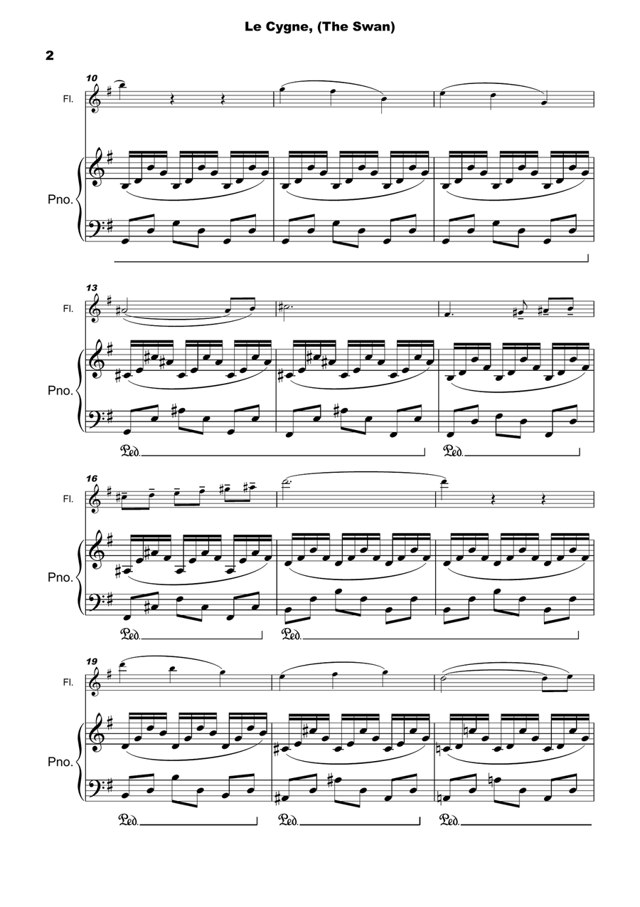 The Swan, (Le Cygne), by Saint-Saëns, for Flute and Piano Flute Solo scores gallery preview page 4