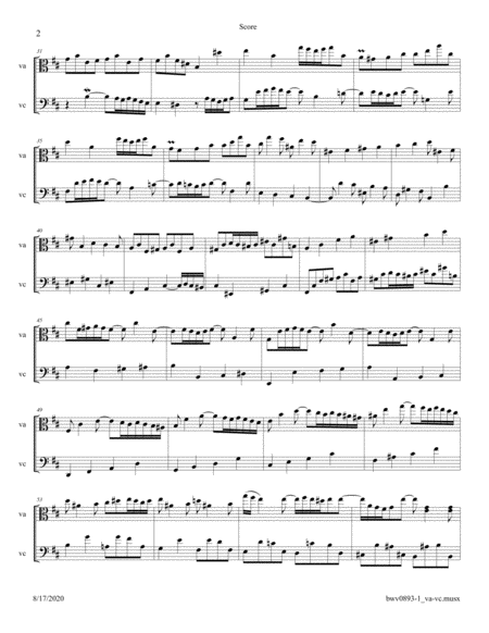Bach: Prelude in B Minor from The Well Tempered Clavier (BWV 893) arr. for Viola and Cello image number null