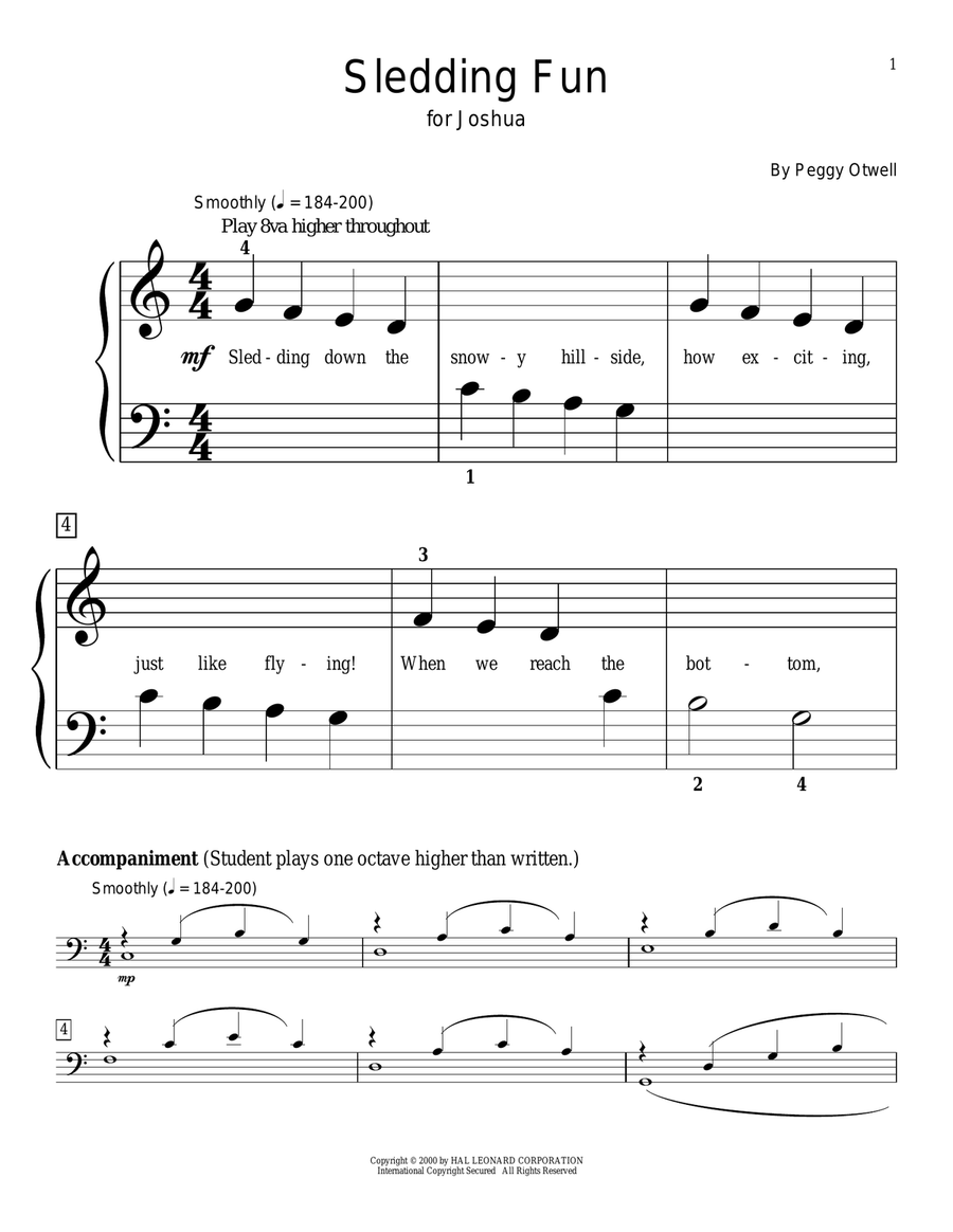Sledding Fun Piano Method scores gallery preview page 1