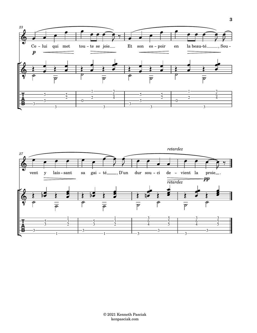 Chanson (for Voice and Guitar) Acoustic Guitar scores gallery preview page 5