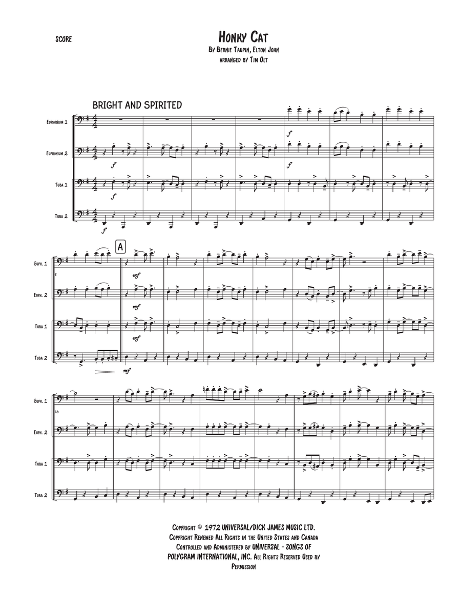 Honky Cat Brass Quartet scores gallery preview page 1