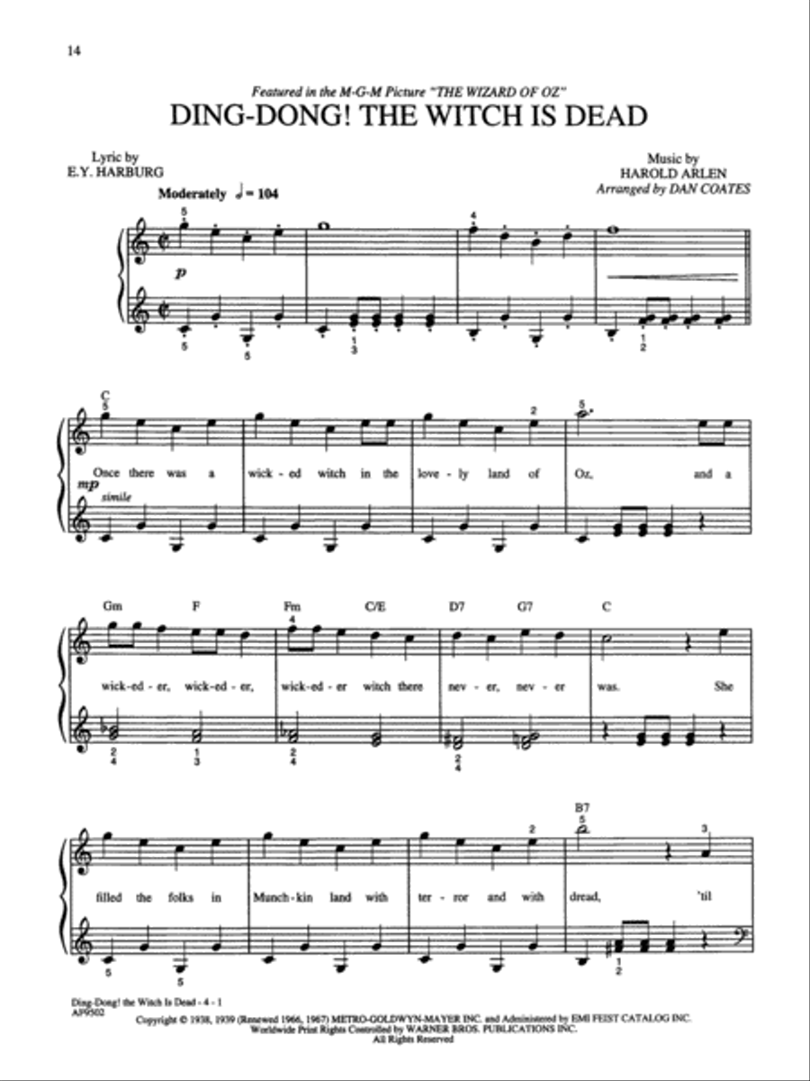 The Wizard Of Oz - Easy Piano Voice scores gallery preview page 3