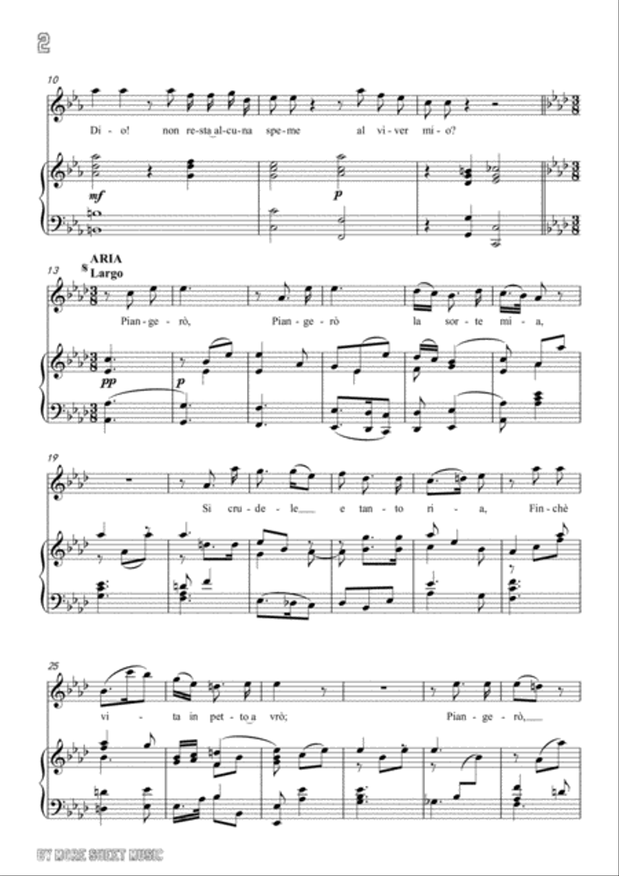 Handel-E pur così in un giorno...Piangerò la sorte mia in A flat Major,for Voice and Piano Voice Solo scores gallery preview page 4