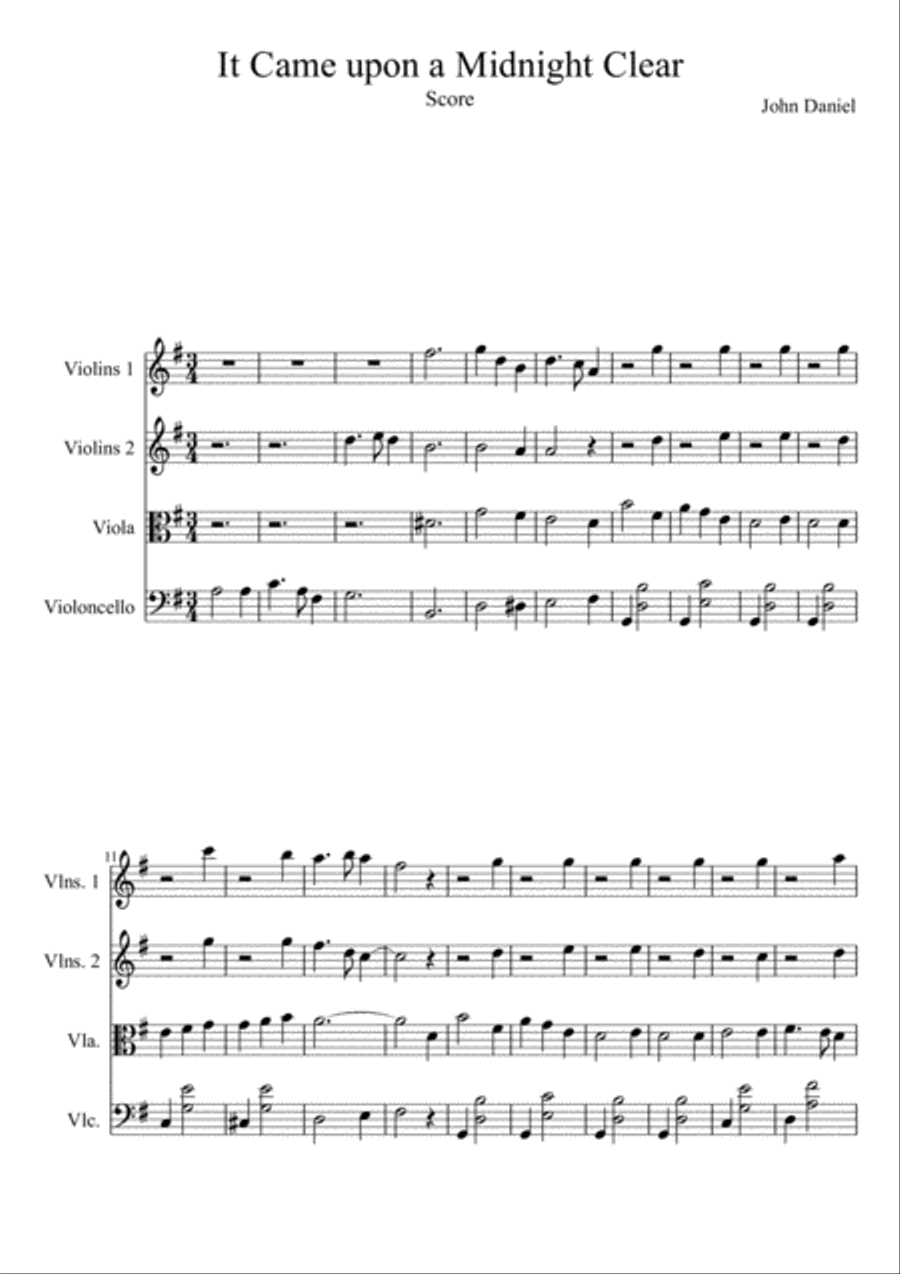 It Came Upon a Midnight Clear String Quartet scores gallery preview page 1