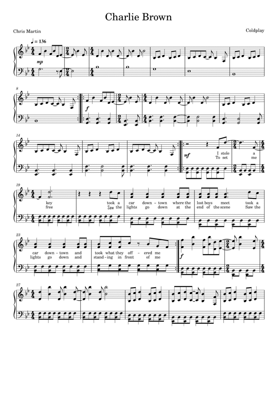 Charlie Brown Piano Solo scores gallery preview page 1