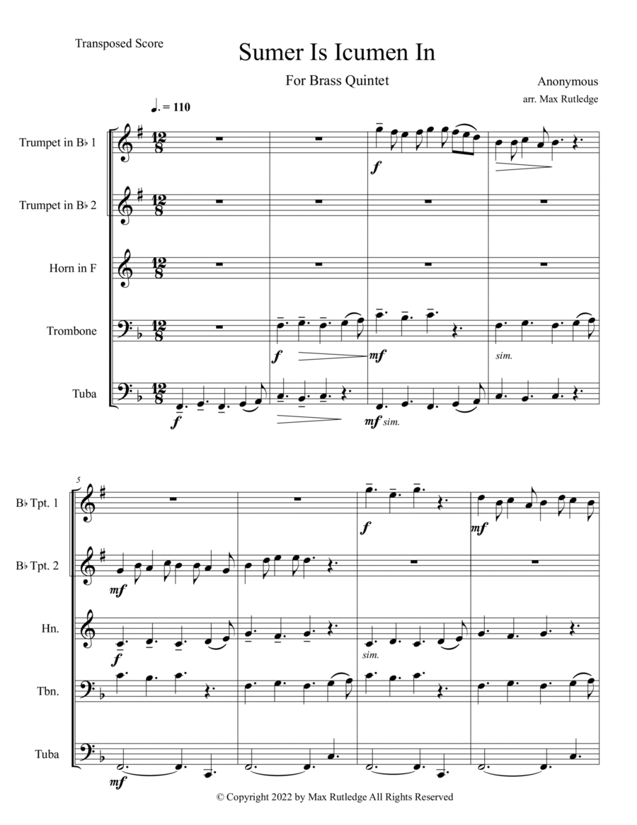 Sumer Is Icumen In Chamber Music scores gallery preview page 1