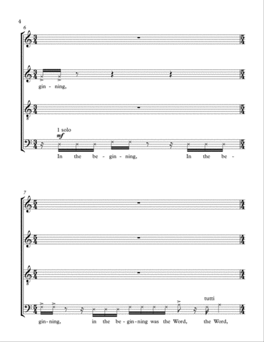 In The Beginning Was The Word 4-Part scores gallery preview page 6
