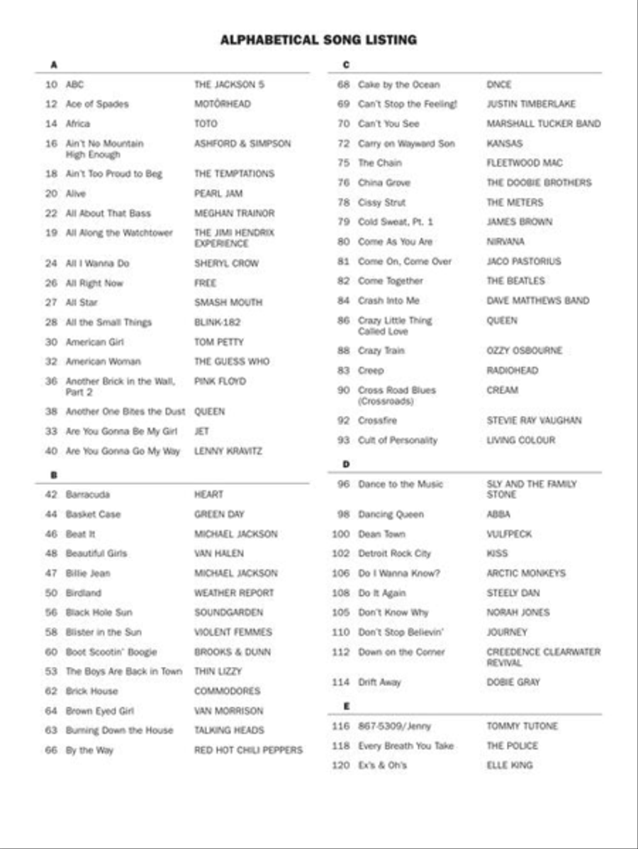 The Bassist's Fake Book Bass Guitar Tablature scores gallery preview page 3
