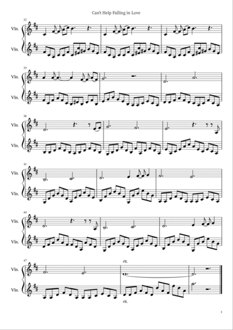 Can't Help Falling In Love String Duet scores gallery preview page 5