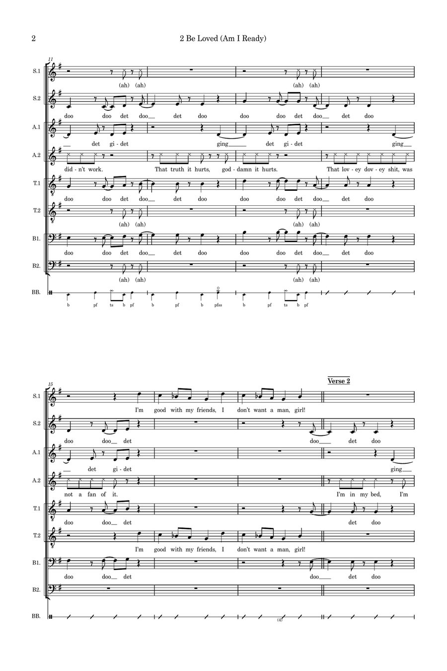 2 Be Loved (Am I Ready) 2 Be Loved (Am I Ready) Divisi scores gallery preview page 2