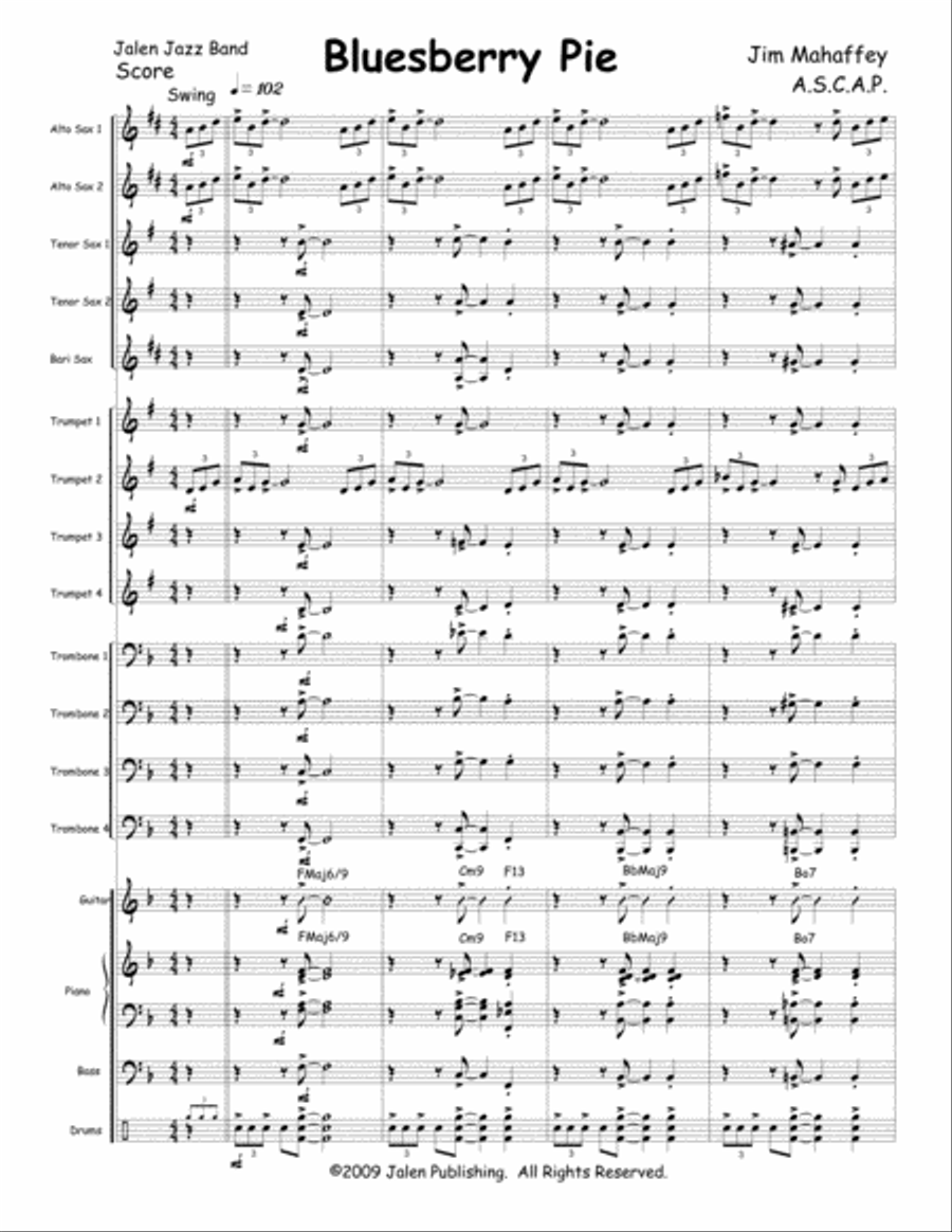 Bluesberry Pie Jazz Ensemble scores gallery preview page 2