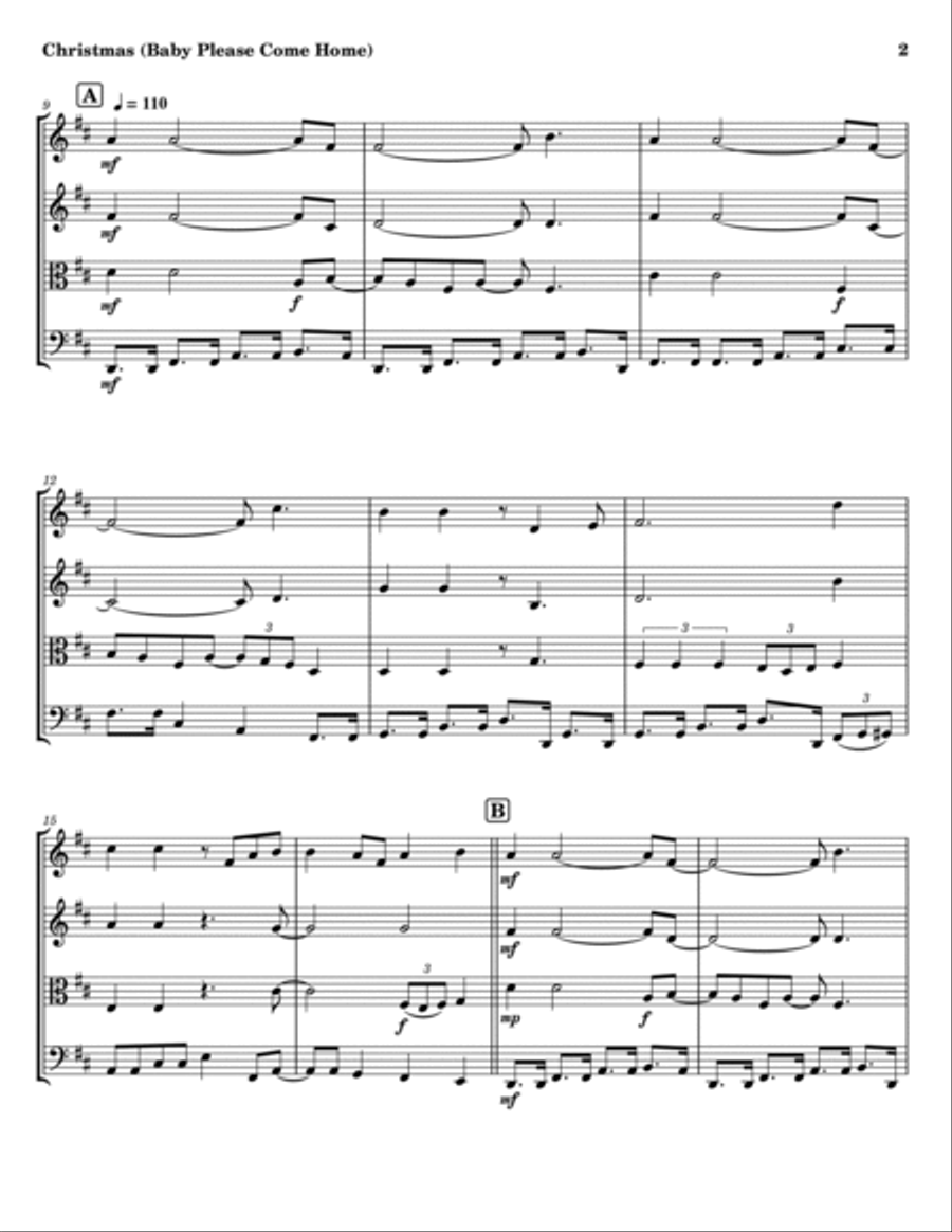 Christmas (Baby Please Come Home) String Quartet scores gallery preview page 2